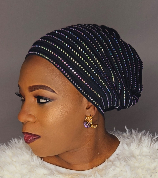 Turban, Cancer Cap, Soft Stylish turban, Head wear, African scarf, Reinstones cap Turban, Bling Cap, Gift for her, Alopecia headwear - Image 8